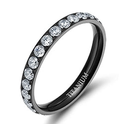 3mm Cubic Zirconia Titanium Eternity Wedding Ring