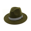 Wool Felt Fedora Hat with Plaid Ribbon Decor