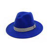 Wool Felt Fedora Hat with Plaid Ribbon Decor