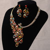 Peacock Rhinestone and Crystal Necklace & Earrings Jewelry Set
