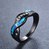 Opal & Cubic Zirconia Crisscross Black Gold-Filled Engagement Ring