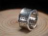 Adjustable Buddhist Heart Sutra 925 Sterling Silver Vintage Ring