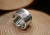 Adjustable Buddhist Heart Sutra 925 Sterling Silver Vintage Ring