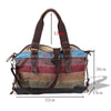 Striped Vintage Canvas Rainbow Beach Tote Handbag & Shoulder Bag