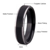 Black Brushed Matte with Silver Edges Tungsten Carbide Wedding Band