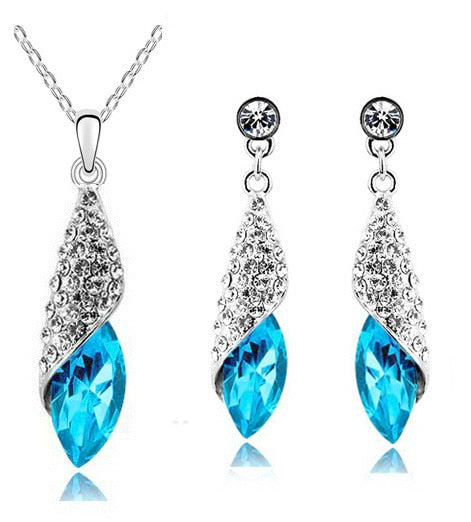 Austrian Crystal Necklace & Earrings Jewelry Set
