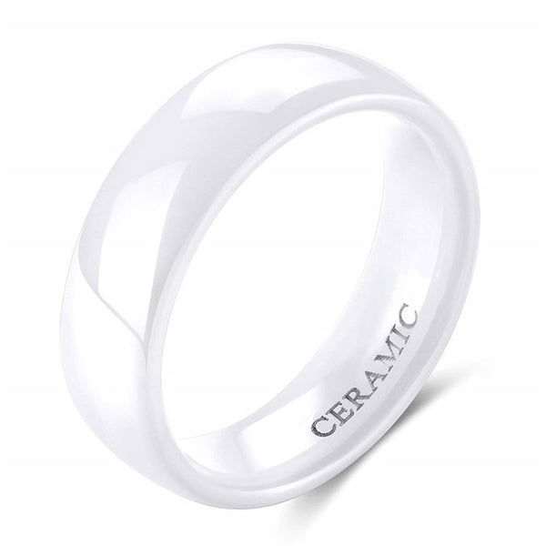 2mm/4mm/6mm White Classic Ceramic Wedding Band