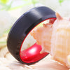 Brushed Matte Black & Red Tungsten Carbide Wedding Band