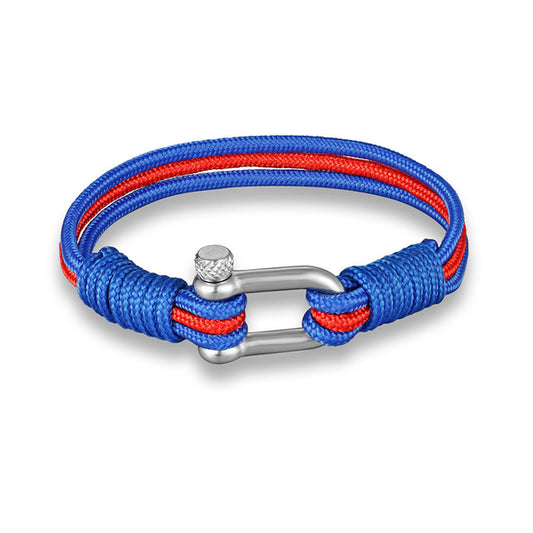 Multilayer Rope & Stainless Steel Country Flag Bracelet