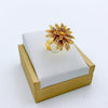 Crystal Golden Flower Necklace, Bracelet, Earrings & Ring Jewelry Set