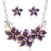 Austrian Crystal Enamel Flower Necklace & Earring Jewelry Set