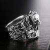 Gothic Skull, Cross, Flower & Howling Eagle Pure Thai 925 Sterling Silver Vintage Ring