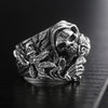 Gothic Skull, Cross, Flower & Howling Eagle Pure Thai 925 Sterling Silver Vintage Ring