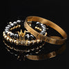 Set of 3 Crown, Roman Numerals & Hematite Beads Luxury Bracelet