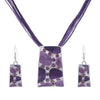 Leather Chain Enamel African Gem Necklace & Earrings Bridal Jewelry Set
