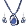 Leather Chain Enamel African Gem Necklace & Earrings Bridal Jewelry Set