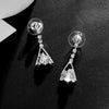 Rhinestone & Crystal V-Shaped Necklace & Earrings Jewelry Set