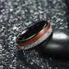 8mm Meteorite Wood Inlay Arrow Tungsten Carbide Wedding Band