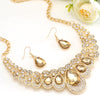 Peafowl Crystal & Gold Necklace & Earrings Jewelry Set