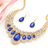 Peafowl Crystal & Gold Necklace & Earrings Jewelry Set