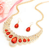 Peafowl Crystal & Gold Necklace & Earrings Jewelry Set