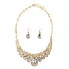 Peafowl Crystal & Gold Necklace & Earrings Jewelry Set
