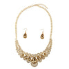 Peafowl Crystal & Gold Necklace & Earrings Jewelry Set
