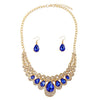 Peafowl Crystal & Gold Necklace & Earrings Jewelry Set