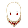 Peafowl Crystal & Gold Necklace & Earrings Jewelry Set