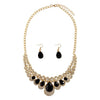 Peafowl Crystal & Gold Necklace & Earrings Jewelry Set