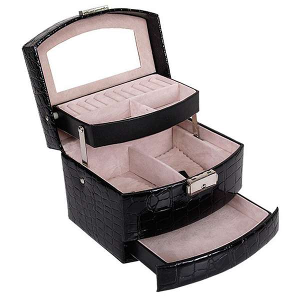 Automatic Three-Layer Leather Jewelry Box