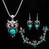 Boho Owl Necklace, Bracelet & Earrings Wedding Party Jewelry Set