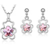 Crystal Flower and Bear Necklace & Earrings Jewelry Set