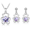 Crystal Flower and Bear Necklace & Earrings Jewelry Set