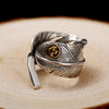 Adjustable Feather 925 Sterling Silver Vintage Ring