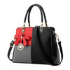 Ribbon & Pendant Patchwork PU Leather Tote Handbag, Crossbody & Shoulder Bag