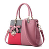 Ribbon & Pendant Patchwork PU Leather Tote Handbag, Crossbody & Shoulder Bag