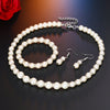 Pearl & Crystal Necklace, Bracelet & Earrings Jewelry Set