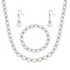 Pearl & Crystal Necklace, Bracelet & Earrings Jewelry Set