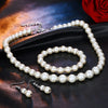 Pearl & Crystal Necklace, Bracelet & Earrings Jewelry Set