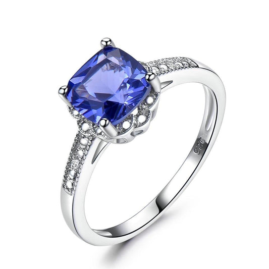 Radiant Cut Gemstone 925 Sterling Silver Engagement Ring