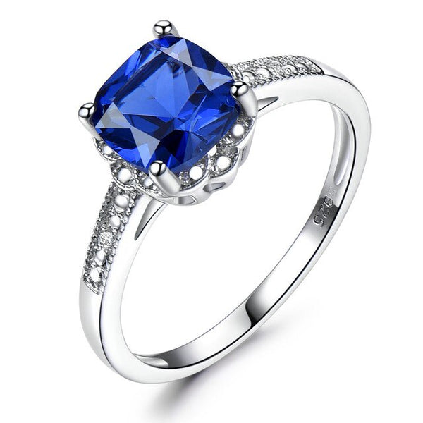 Radiant Cut Gemstone 925 Sterling Silver Engagement Ring