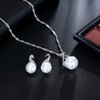 Pearl & Crystal Wedding Necklace & Earrings Jewelry Set