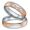 Rose Gold Plated & Silver Titanium Steel and Cubic Zirconia Wedding Bands Set