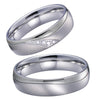 Silk-brushed Silver Titanium Steel and Cubic Zirconia Wedding Ring Set