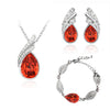 Austrian Crystal Flame Leaf Necklace, Bracelet & Earrings Jewelry Set