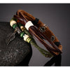 Genuine Leather Leaf Pendant Rebel Charm Bracelet
