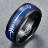 Arrow Design Blue Meteorite Tungsten Carbide Ring