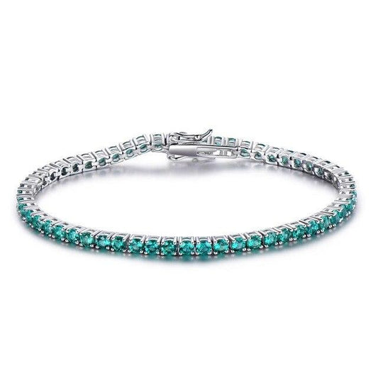 Emerald Link Chain 925 Sterling Silver Bracelet