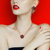 Crystal Rose Flower Necklace & Earrings Jewelry Set